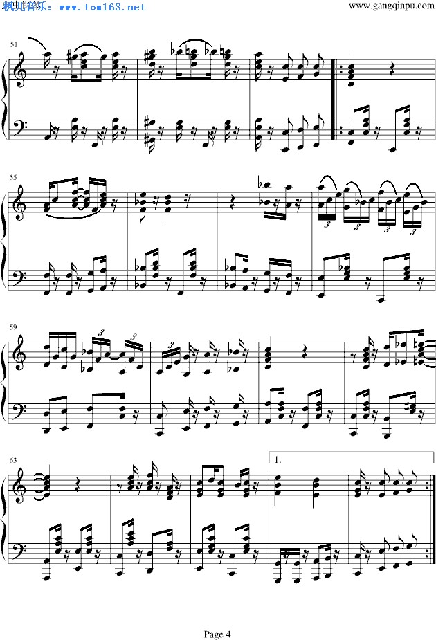 致爱丽丝 钢琴谱 五线谱(新版)图片