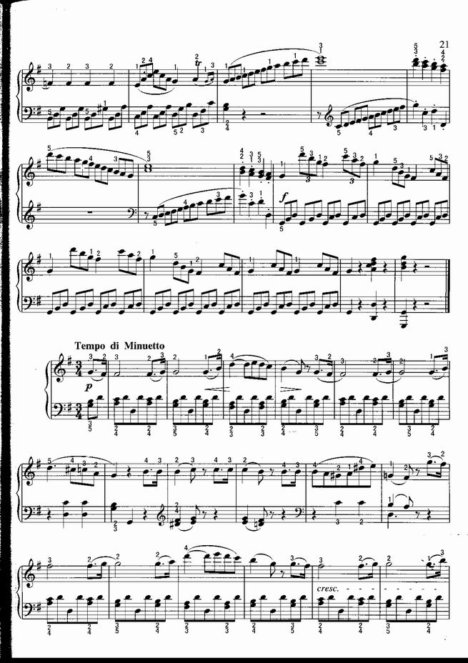 奏鸣曲(g大调)钢琴谱 五线谱—贝多芬