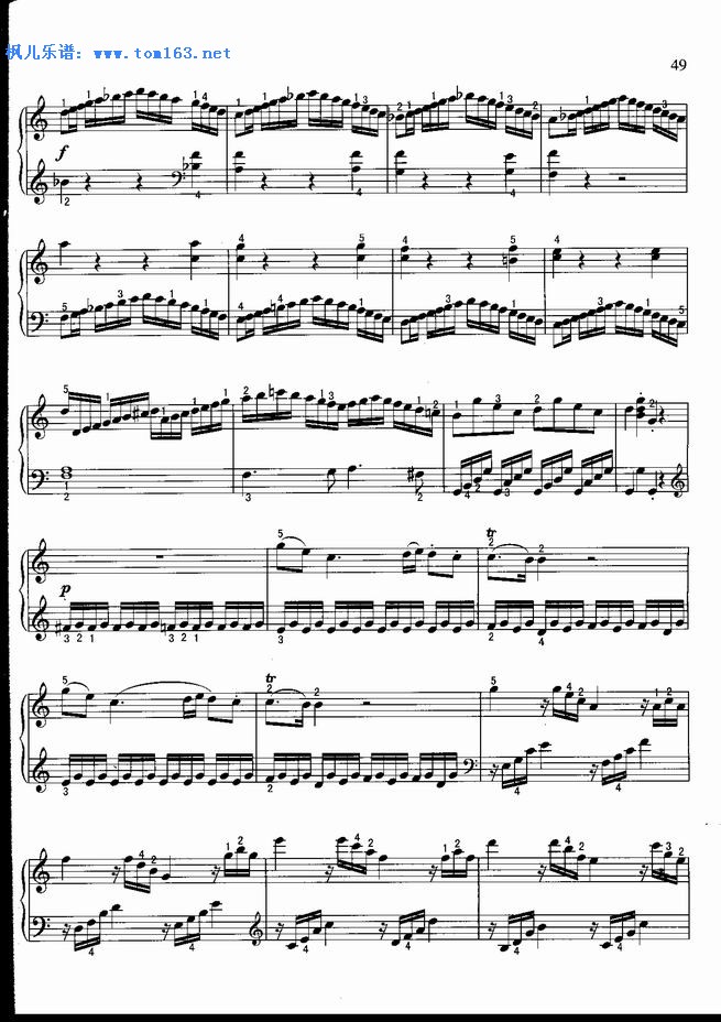 奏鸣曲(c大调)钢琴谱 五线谱—莫扎特